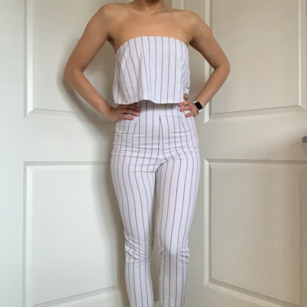 Missguided Black & White Pinstripe Jumpsuit